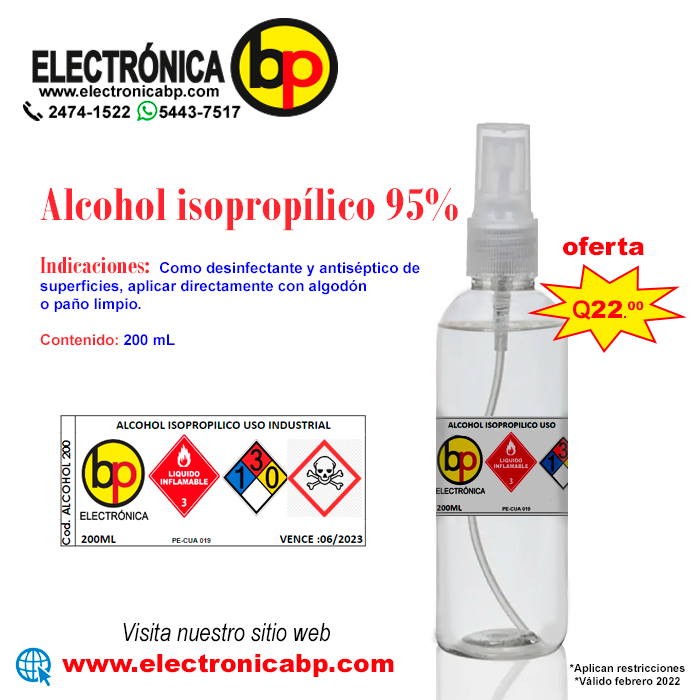 Alcohol Isopropílico para Electrónicos RadioShack / 340 ml
